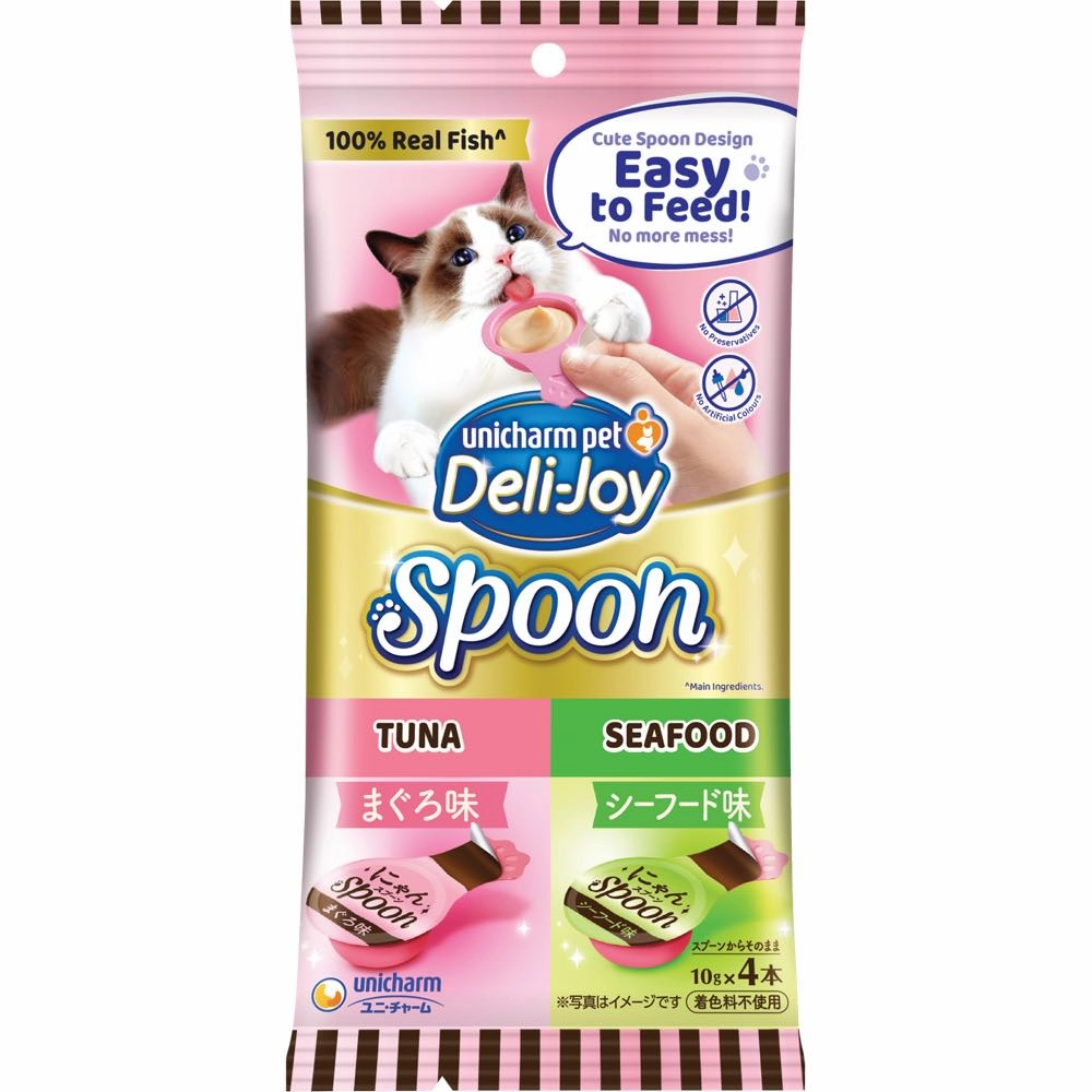 $2 OFF (Exp Oct 25): Unicharm Deli-Joy Spoon Tuna & Seafood Creamy Cat Treats 40g