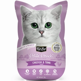 '35% OFF (Exp 27Sep25)': Kit Cat Petite Pouch Chicken & Tuna In Aspic Grain-Free Pouch Cat Food 70g x 12