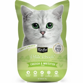 '35% OFF (Exp 28Sep25)': Kit Cat Petite Pouch Chicken & Whitefish In Aspic Grain-Free Pouch Cat Food 70g x 12
