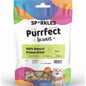 '3 FOR $6 (Exp 5Jul25)': Sparkles Purrfectlicious 100% Natural Freeze Dried Duck Grain-Free Cat Treats 25g