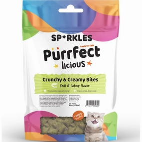 '3 FOR $6 (Exp 9Jul25)': Sparkles Purrfectlicious Crunchy & Creamy Bites Krill & Catnip Cat Treats 50g