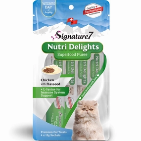 '3 FOR $9': Signature7 Nutri Delights Superfood Chicken With Flaxseed & L-lysine (Wed) Puree Cat Treats 60g