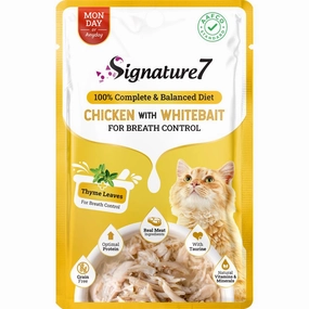 $3 OFF: Signature7 Chicken With Whitebait For Breath Control (Mon) Grain-Free Pouch Cat Food 50g x 12