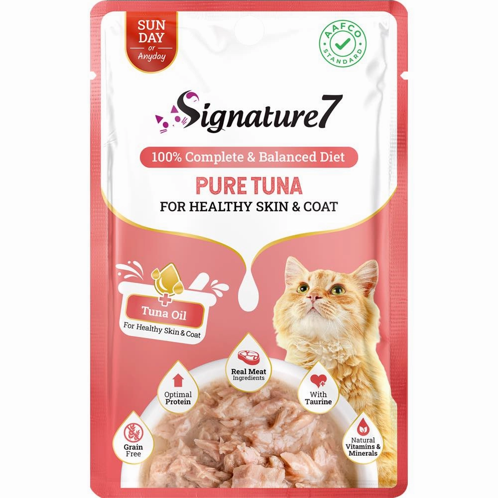 $3 OFF: Signature7 Pure Tuna For Healthy Skin & Coat (Sun) Grain-Free Pouch Cat Food 50g x 12