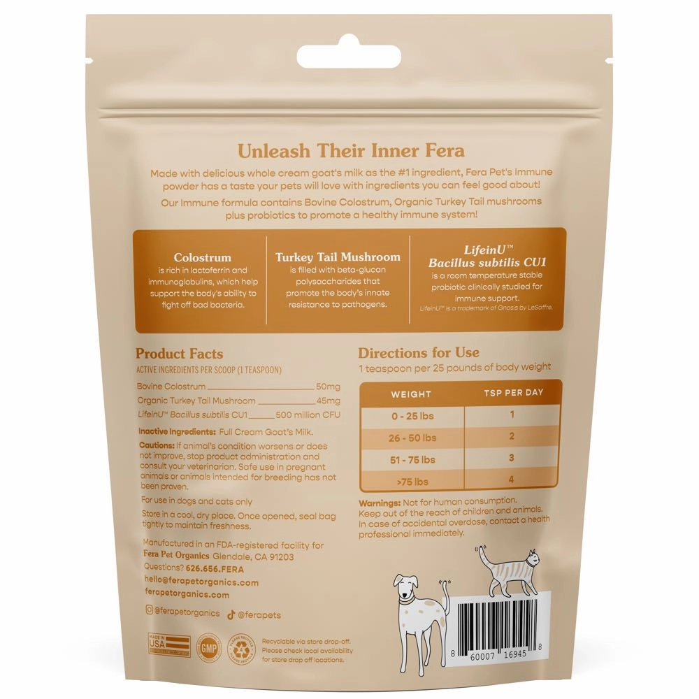 $5 OFF (Exp Sep 25): Fera Pets Immune Goat Milk Supplement Powder For Cats & Dogs 6.34oz