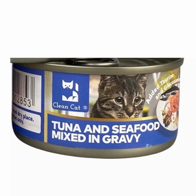 $8 OFF 24 cans: Clean Cat Tuna and Seafood Mixed in Gravy Canned Cat Food 80g x 24