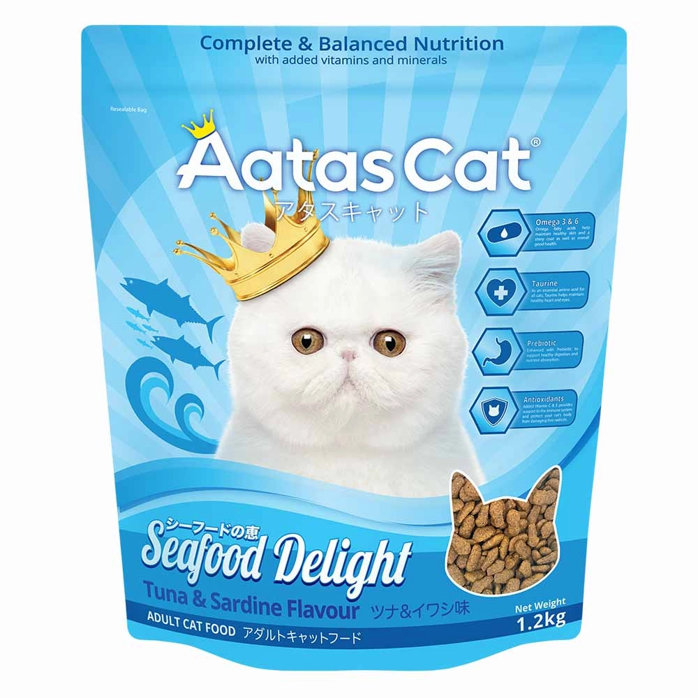 'BUNDLE DEAL': Aatas Cat Seafood Delight Adult Dry Cat Food (Tuna & Sardine Flavour) 1.2kg