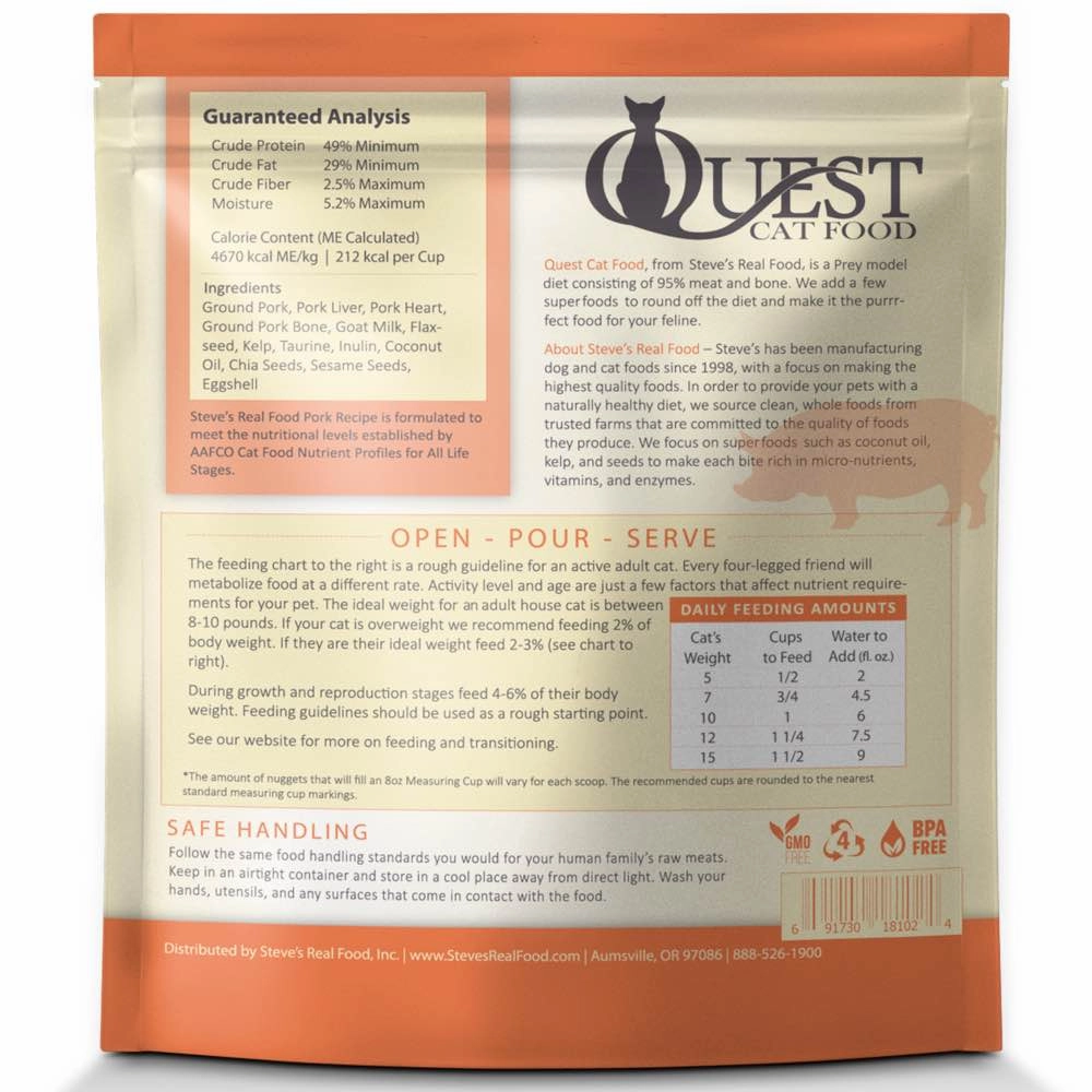 'BUNDLE DEAL': Quest Prey Model Pork Recipe Grain-Free Freeze-Dried Raw Cat Food 10oz