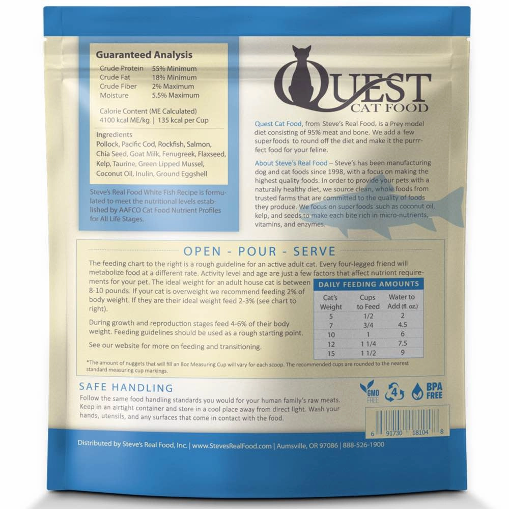 'BUNDLE DEAL (Exp Aug 25)': Quest Prey Model White Fish Recipe Grain-Free Freeze-Dried Raw Cat Food 10oz