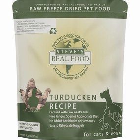 'BUNDLE DEAL FREE FD TREATS': Steve's Real Food Turducken Grain-Free Freeze-Dried Raw Food For Cats & Dogs 20oz