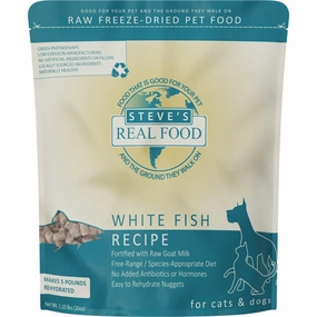 'BUNDLE DEAL FREE FD TREATS': Steve's Real Food White Fish Grain-Free Freeze-Dried Raw Food For Cats & Dogs 20oz