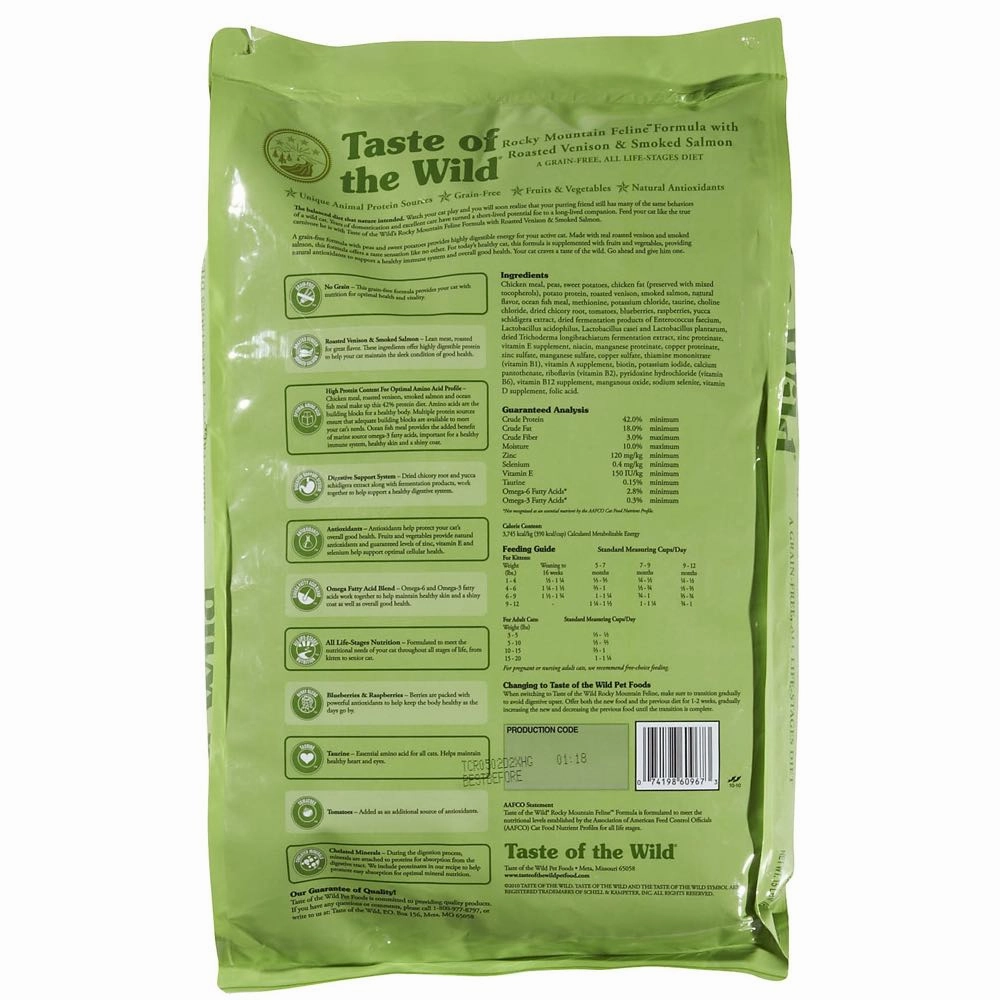 'BUNDLE DEAL/FREE TREAT': Taste Of The Wild Rocky Mountain Roasted Venison & Smoke-Flavored Salmon Grain-Free Dry Cat Food