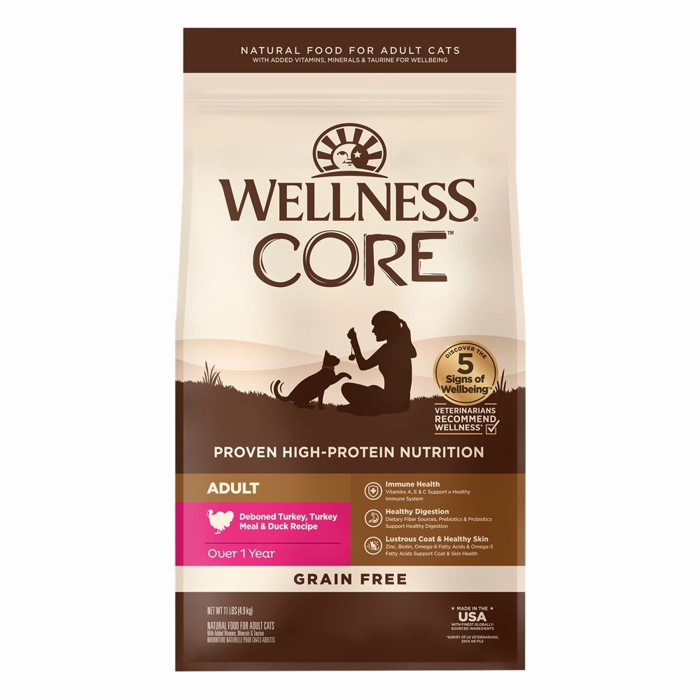 'FREE TREATS': Wellness CORE Adult Turkey, Turkey Meal & Duck Grain-Free Dry Cat Food