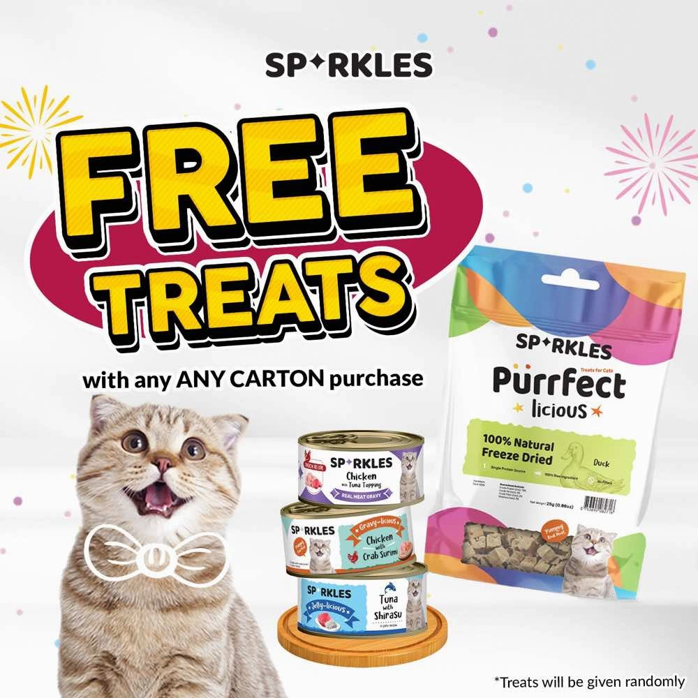 'FREE TREATS w 24cans': Sparkles Gravy-licious Chicken With Crab Surimi Canned Cat Food 80g x 24