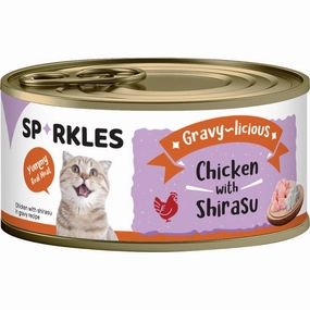 'FREE TREATS w 24cans': Sparkles Gravy-licious Chicken With Shirasu Canned Cat Food 80g x 24