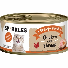 'FREE TREATS w 24cans': Sparkles Gravy-licious Chicken With Shrimp Canned Cat Food 80g x 24