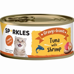 'FREE TREATS w 24cans':Sparkles Gravy-licious Tuna With Shrimp Canned Cat Food 80g x 24