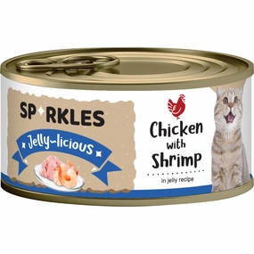 'FREE TREATS w 24cans': Sparkles Jelly-licious Chicken With Shrimp Canned Cat Food 80g x 24