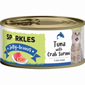 'FREE TREATS w 24cans': Sparkles Jelly-licious Tuna With Crab Surimi Canned Cat Food 80g x 24