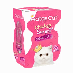 Aatas Cat Creme Puree Chicken with Surimi 14g x 50sachets