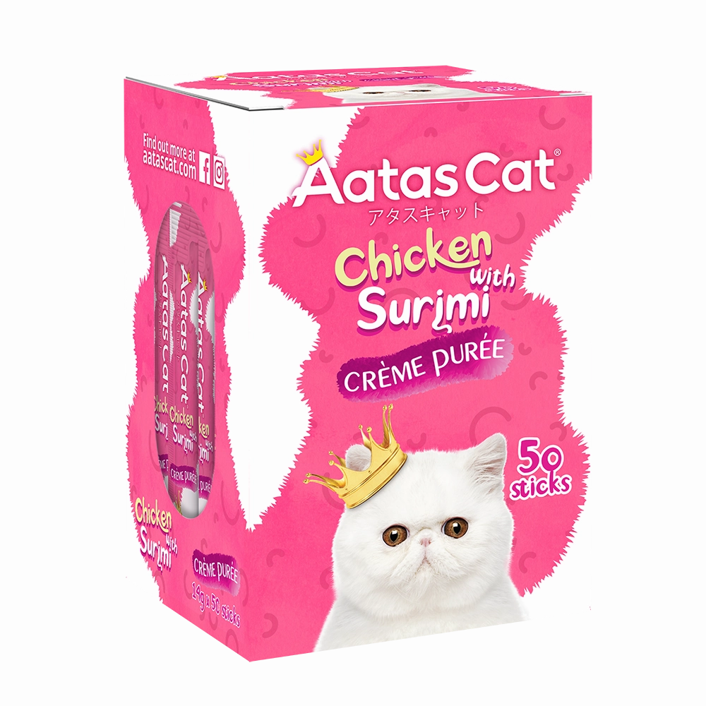 Aatas Cat Creme Puree Chicken with Surimi 14g x 50sachets