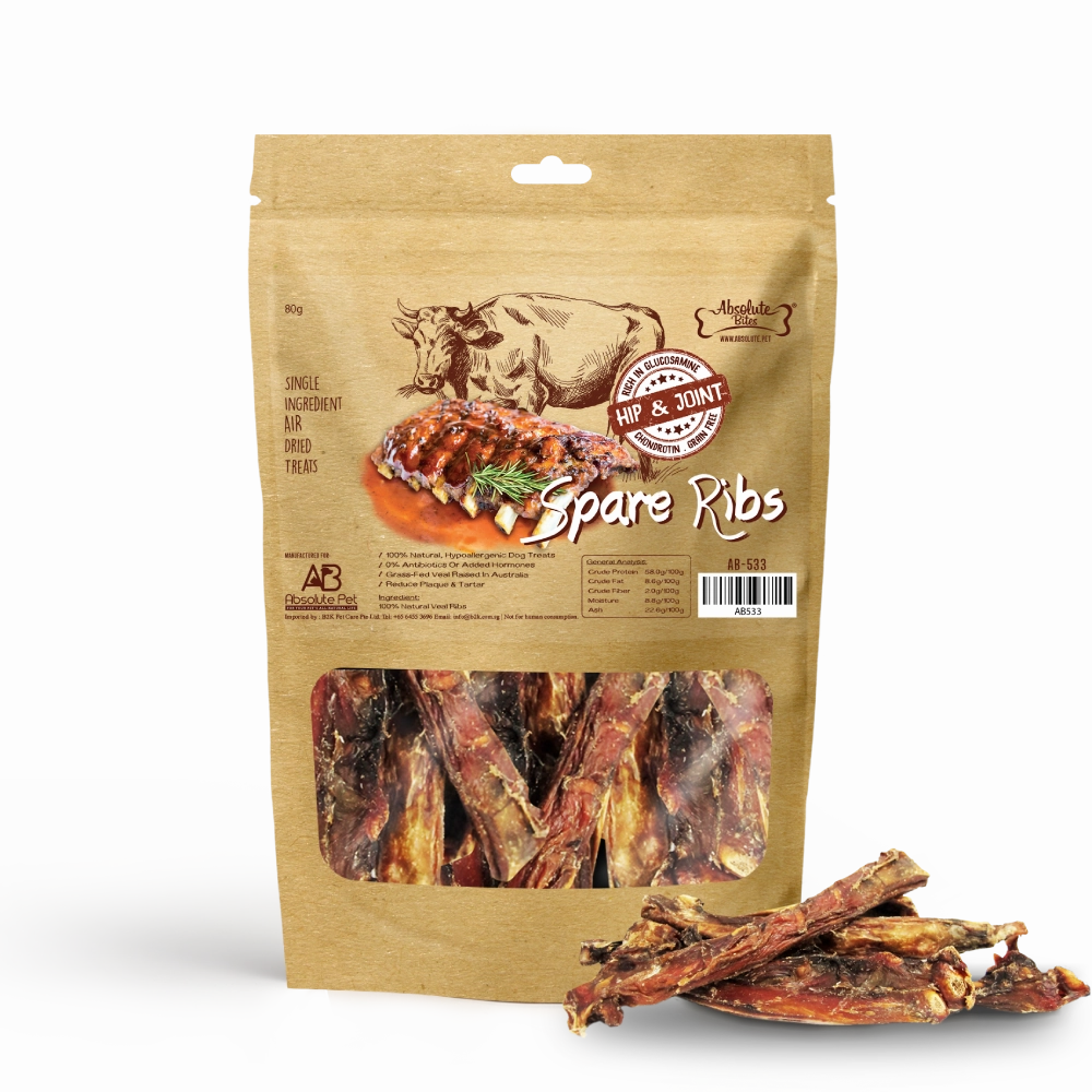 Absolute Bites Air-Dried Veal Spare Ribs 80g