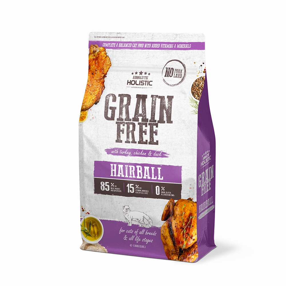 Absolute Holistic Cat Grain Free Hairball Turkey, Chicken & Duck 3lb