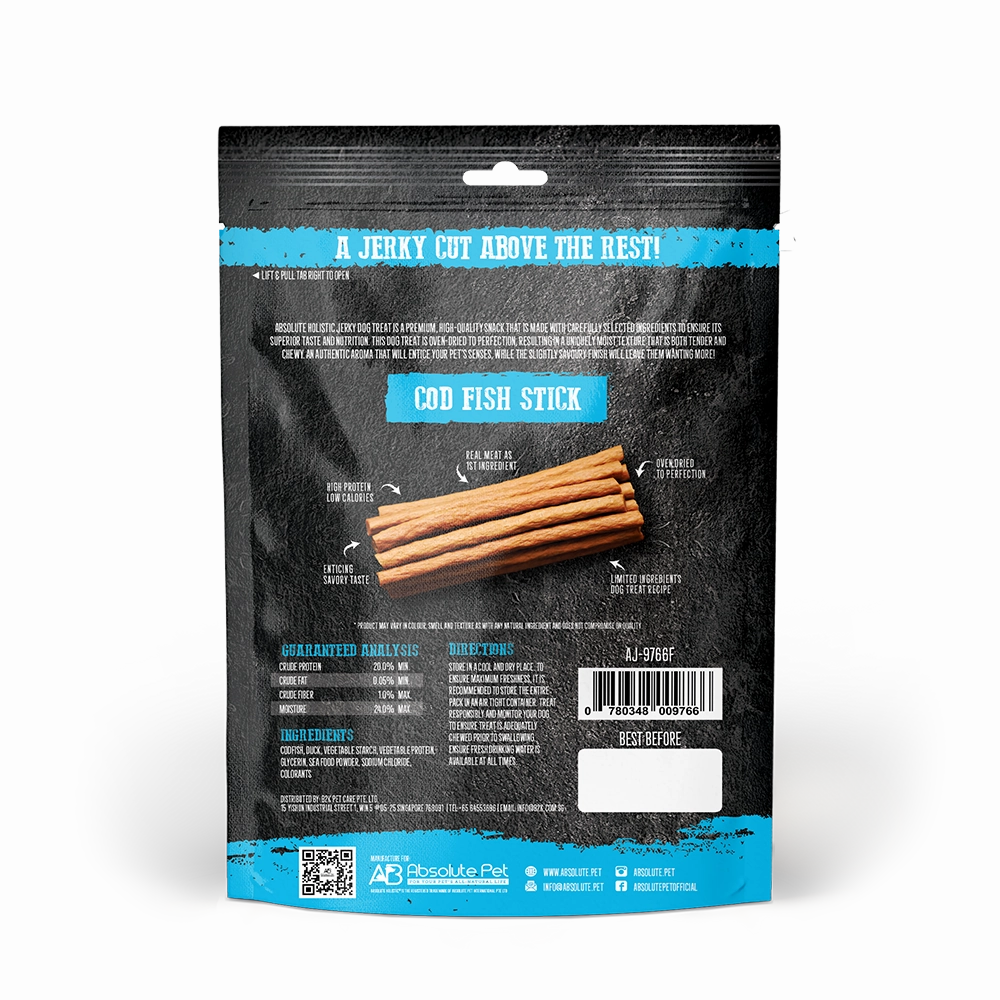 Absolute Holistic Dog Treats Codfish Jerky Stick 100g