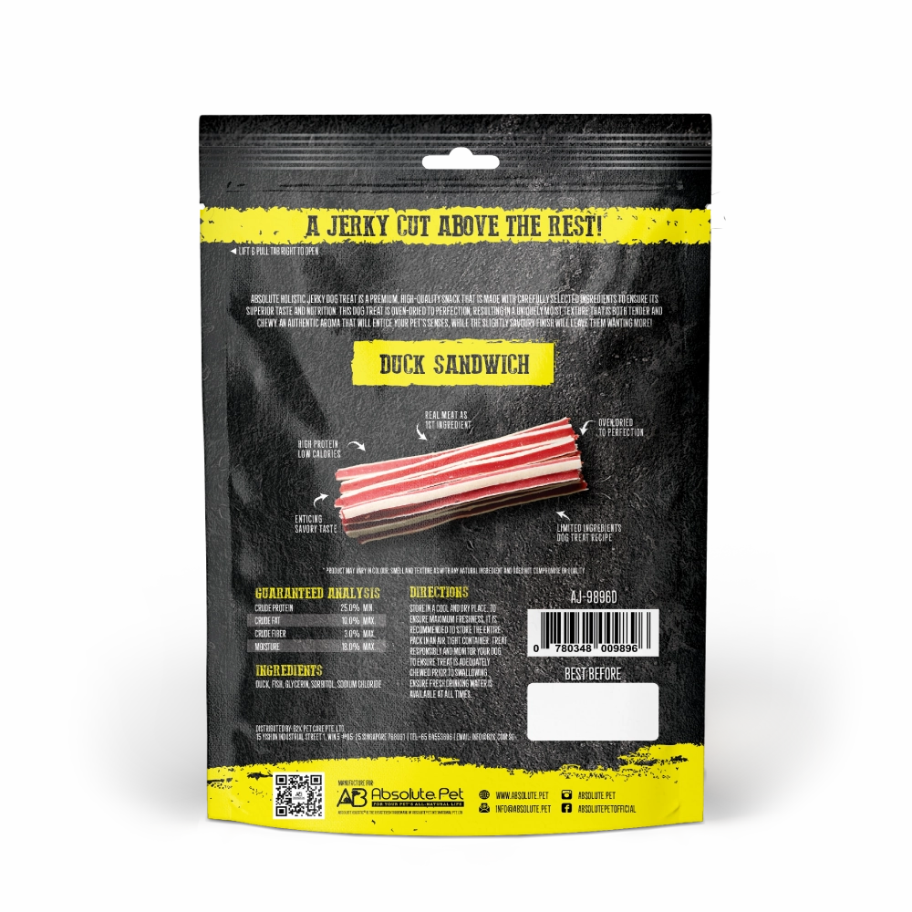Absolute Holistic Dog Treats Duck Jerky Sandwich 100g