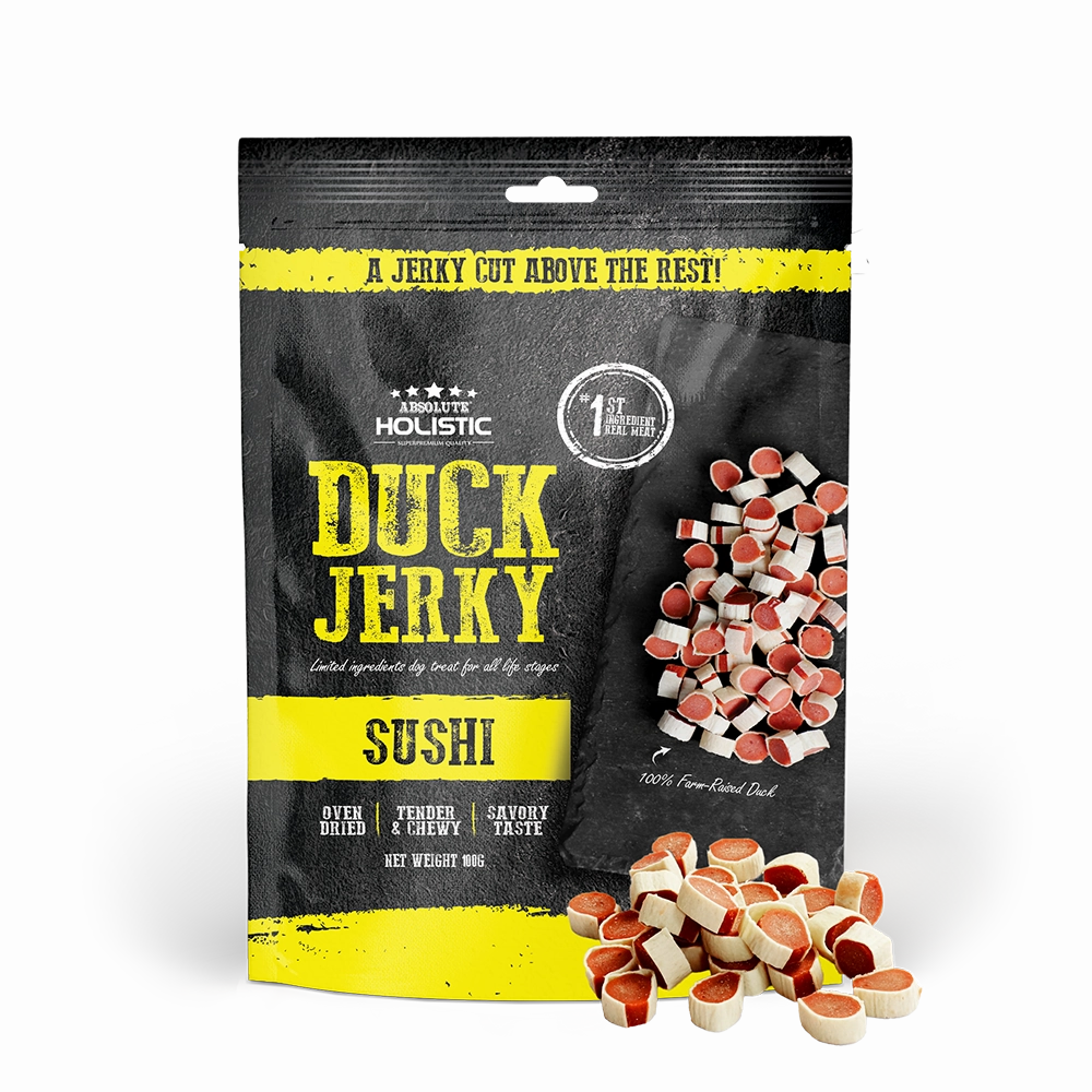 Absolute Holistic Dog Treats Duck Jerky Sushi 100g