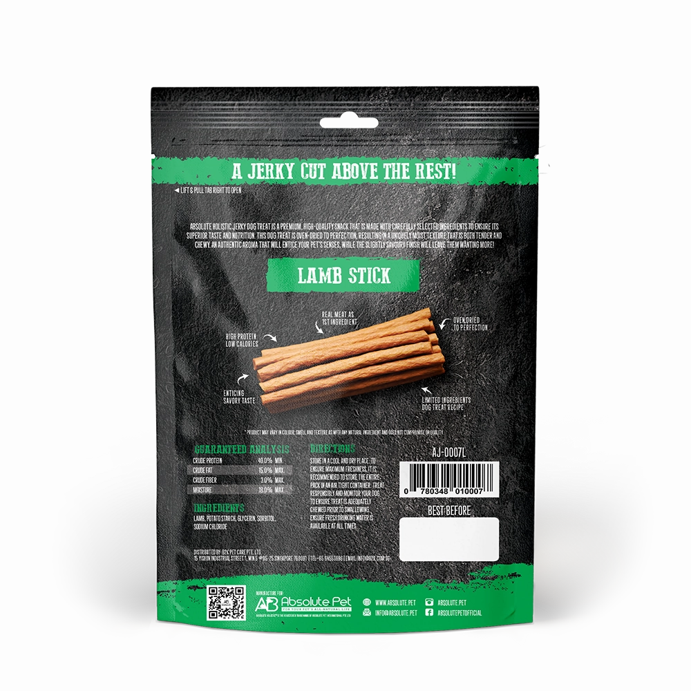 Absolute Holistic Dog Treats Lamb Jerky Stick 100g