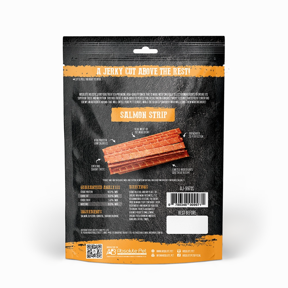 Absolute Holistic Dog Treats Salmon Jerky Strip 100g