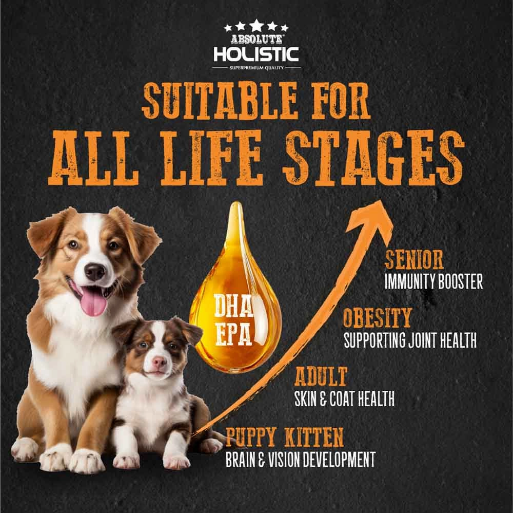 Absolute Holistic Wild Salmon Fish Oil Natural Pet Supplement for Cats & Dogs 250ml
