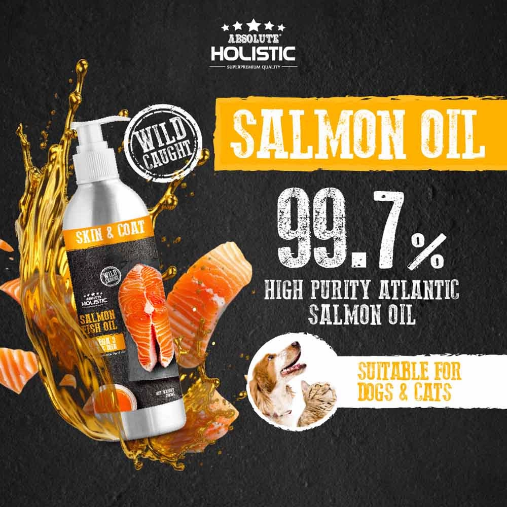 Absolute Holistic Wild Salmon Fish Oil Natural Pet Supplement for Cats & Dogs 250ml