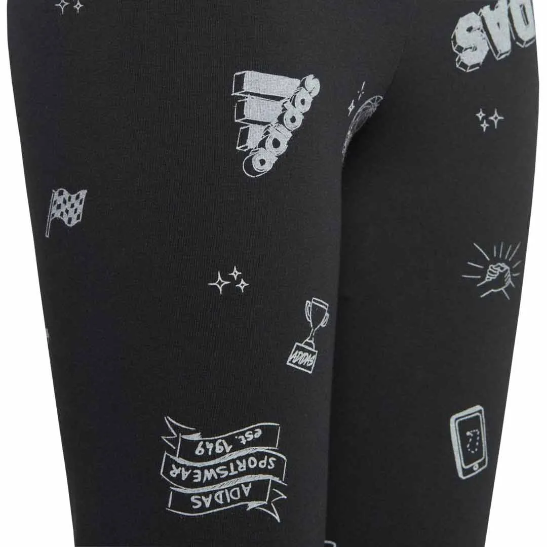 adidas - Leggings à motifs Brand Love pour filles (Junior) (IA1567)