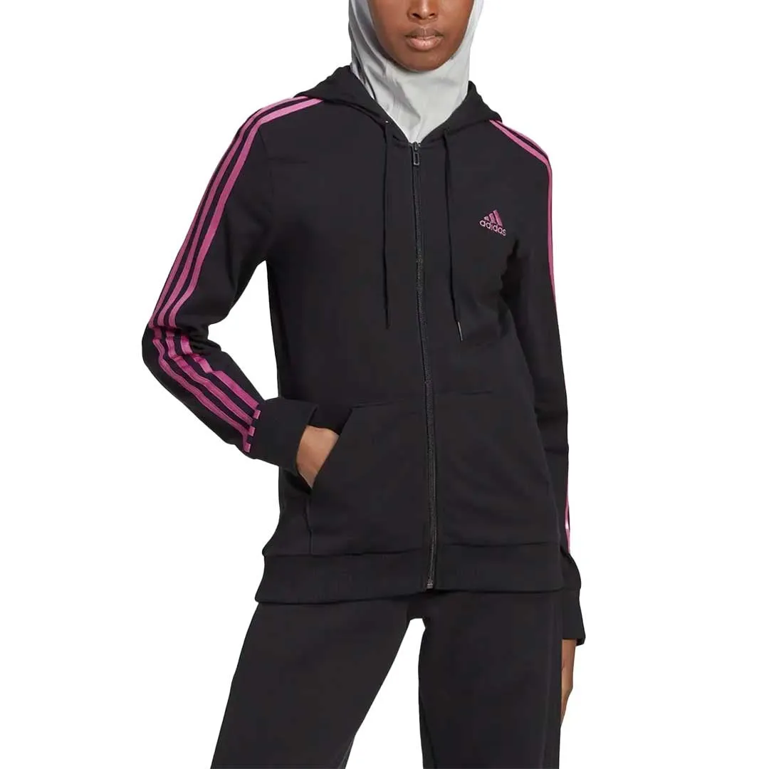 adidas - Sweat à capuche femme Essentials à fermeture éclair et bandes contrastées (HL2058)