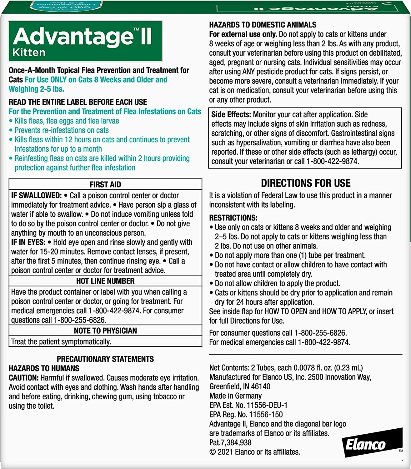 Advantage II for Kittens, 2-5 lbs