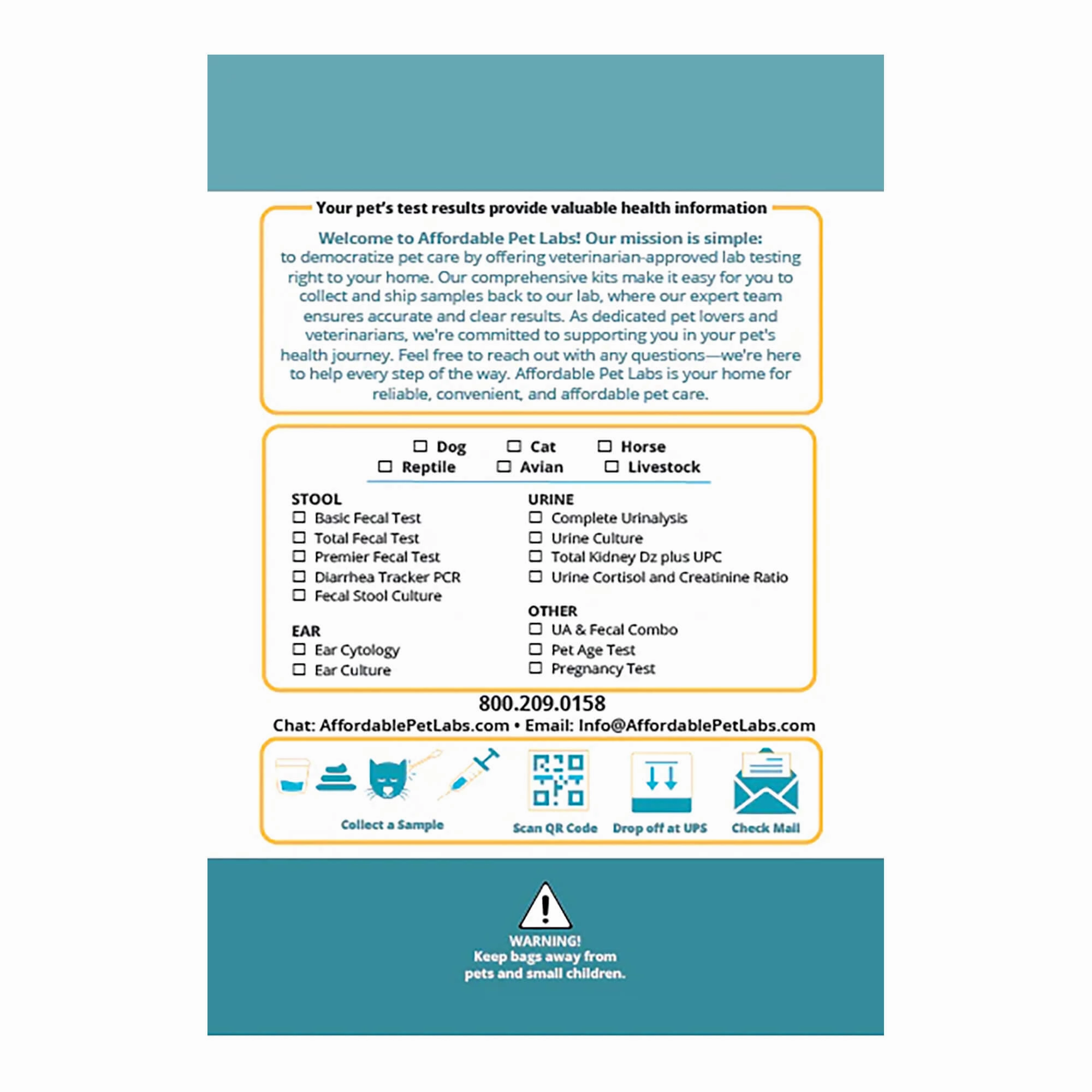 Affordable Pet Labs - Complete Urinalysis with Microscopic Evaluation For Cats, Easy Home Test Kit
