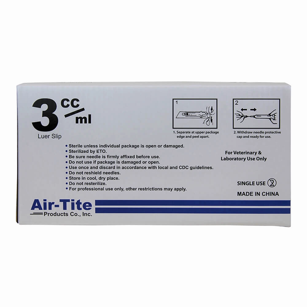 Air-Tite Luer Slip Syringes with Needles, 100 Count
