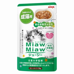 Aixia Miaw Miaw Juicy Fish Mix Adult Pouch Cat Food 60g x 12