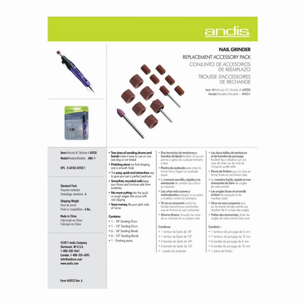 Andis Nail Grinder Accessory Pack, Bands & Drums