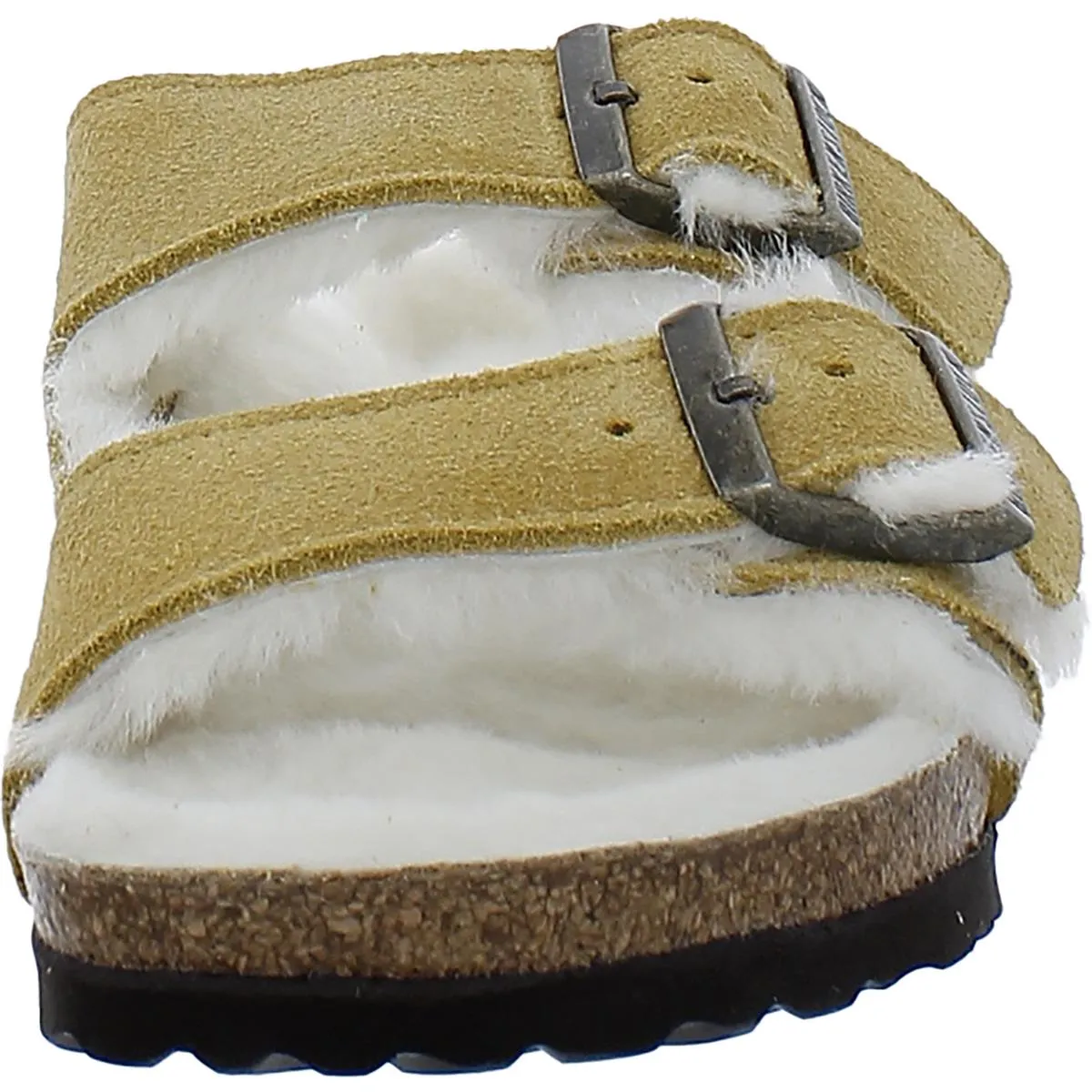 Sandales slides en daim et fourrure Arizona pour femmes