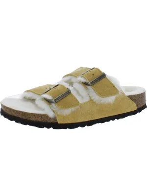 Sandales slides en daim et fourrure Arizona pour femmes