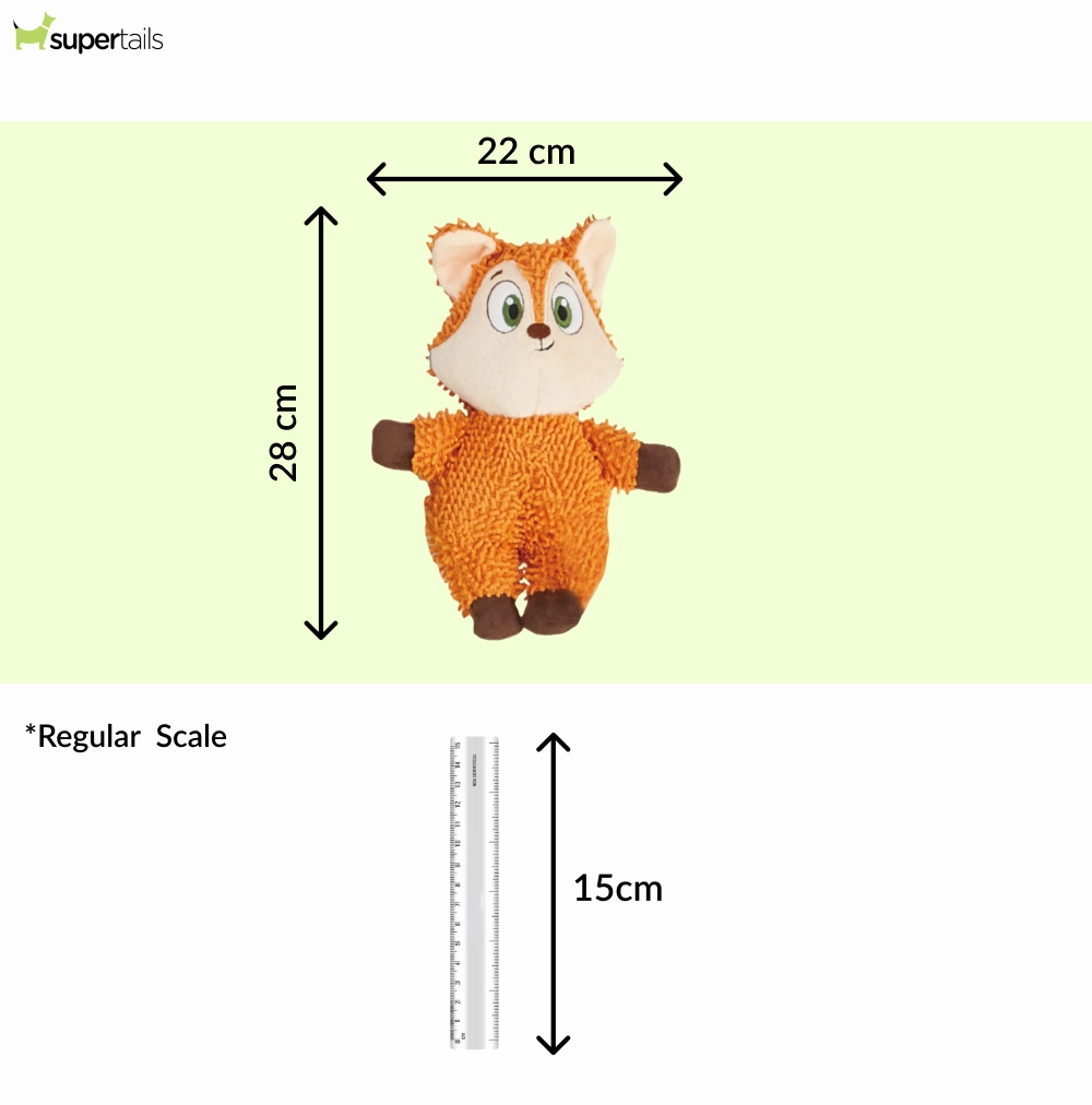 Barkbutler x Fofos Fox Tough Squeaky Toy for Dogs | For Medium Chewers (Orange)