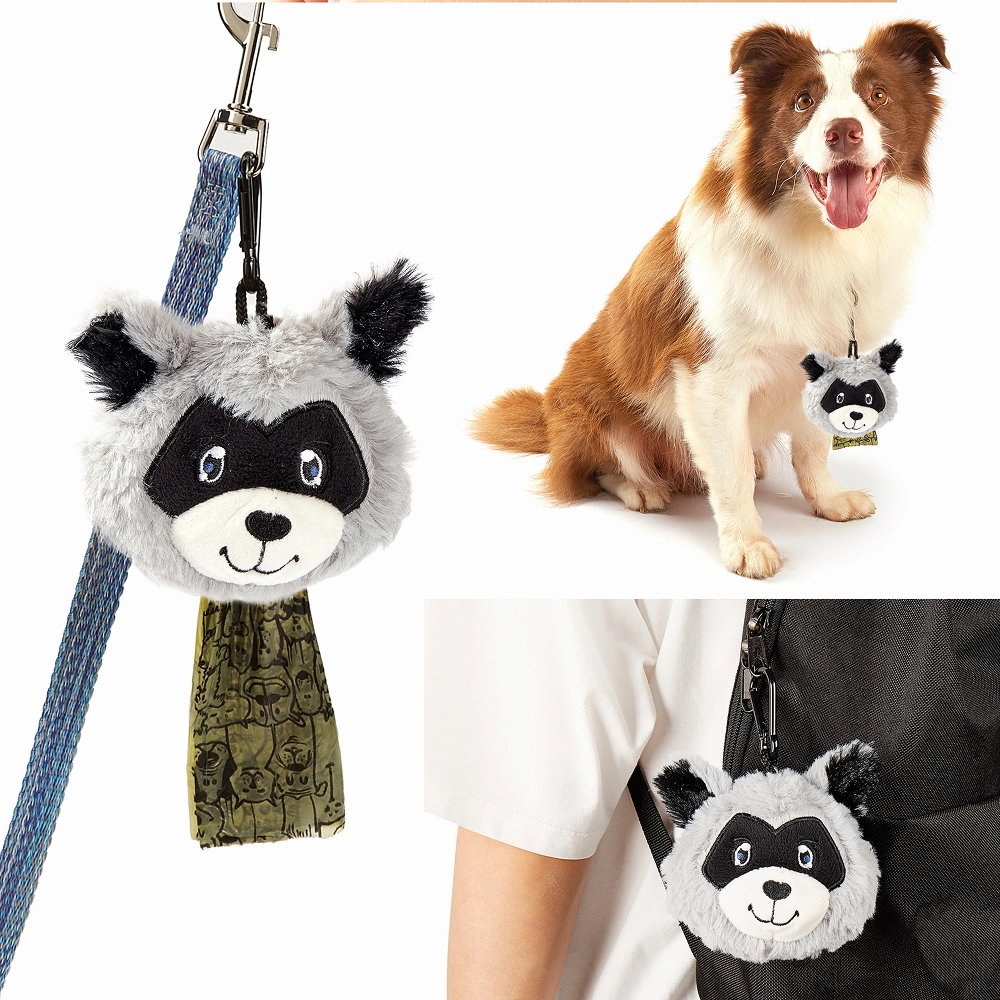 Barkbutler x Fofos Plush Racoon Poop Bags for Dogs and Cats