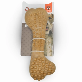 Barkbutler x Fofos Woodplay Brush Bone Toy for Dogs | For Aggressive Chewers (Brown)