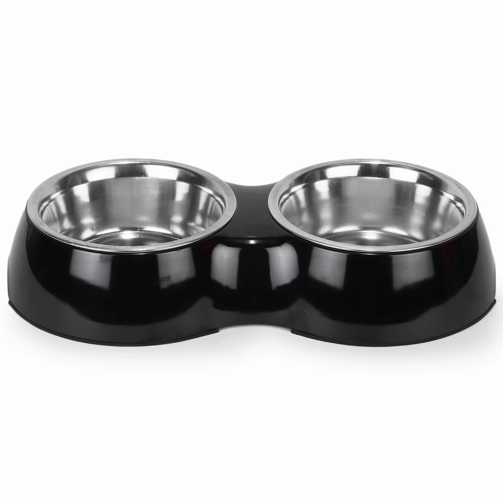 Basil Double Melamine Bowl Dinner Set for Dogs and Cats