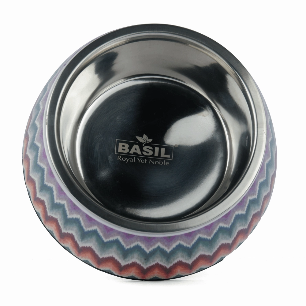 Basil Multizig Print Melamine Bowl for Dogs and Cats
