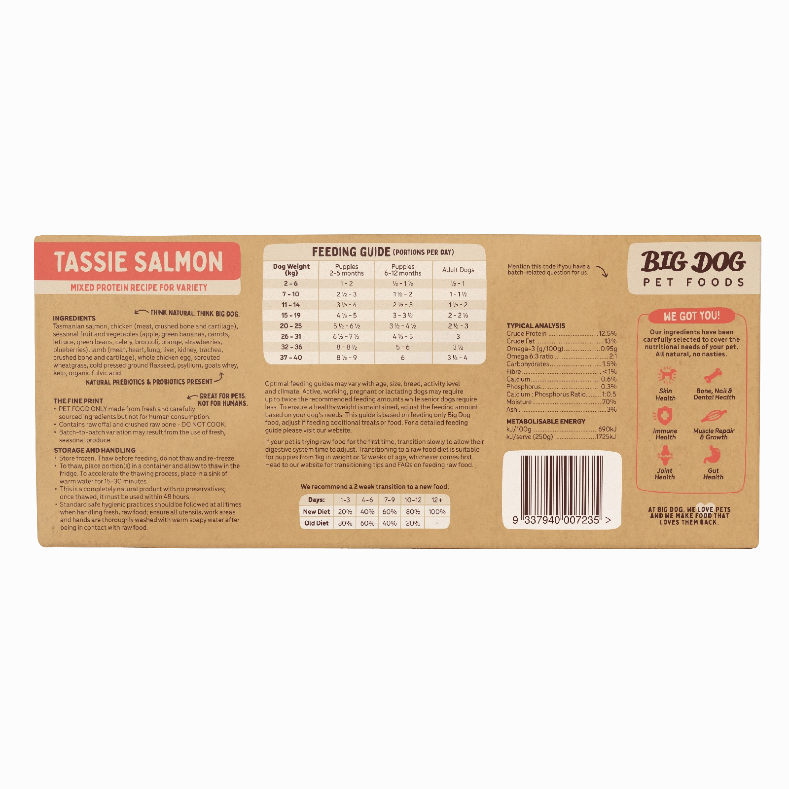 Big Dog Raw Dog Food Tasmanian Salmon 3kg 12pk