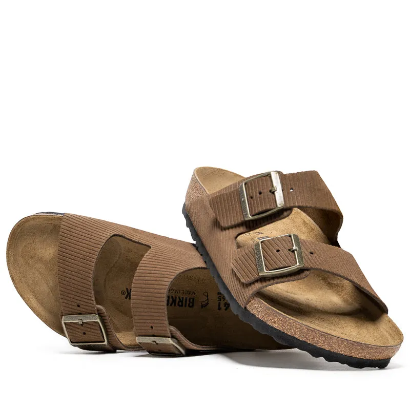 Birkenstock Arizona en daim velours côtelé - Thé foncé